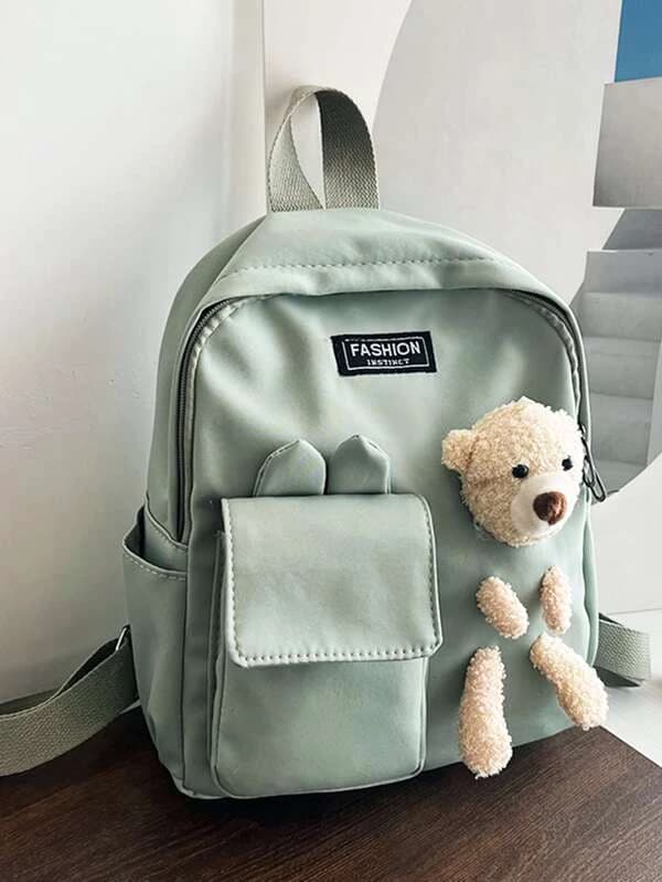 กระเป๋าเป้สะพายหลัง แพทช์ ตัวอักษร กระเป๋าด้านหน้า  ll-113
