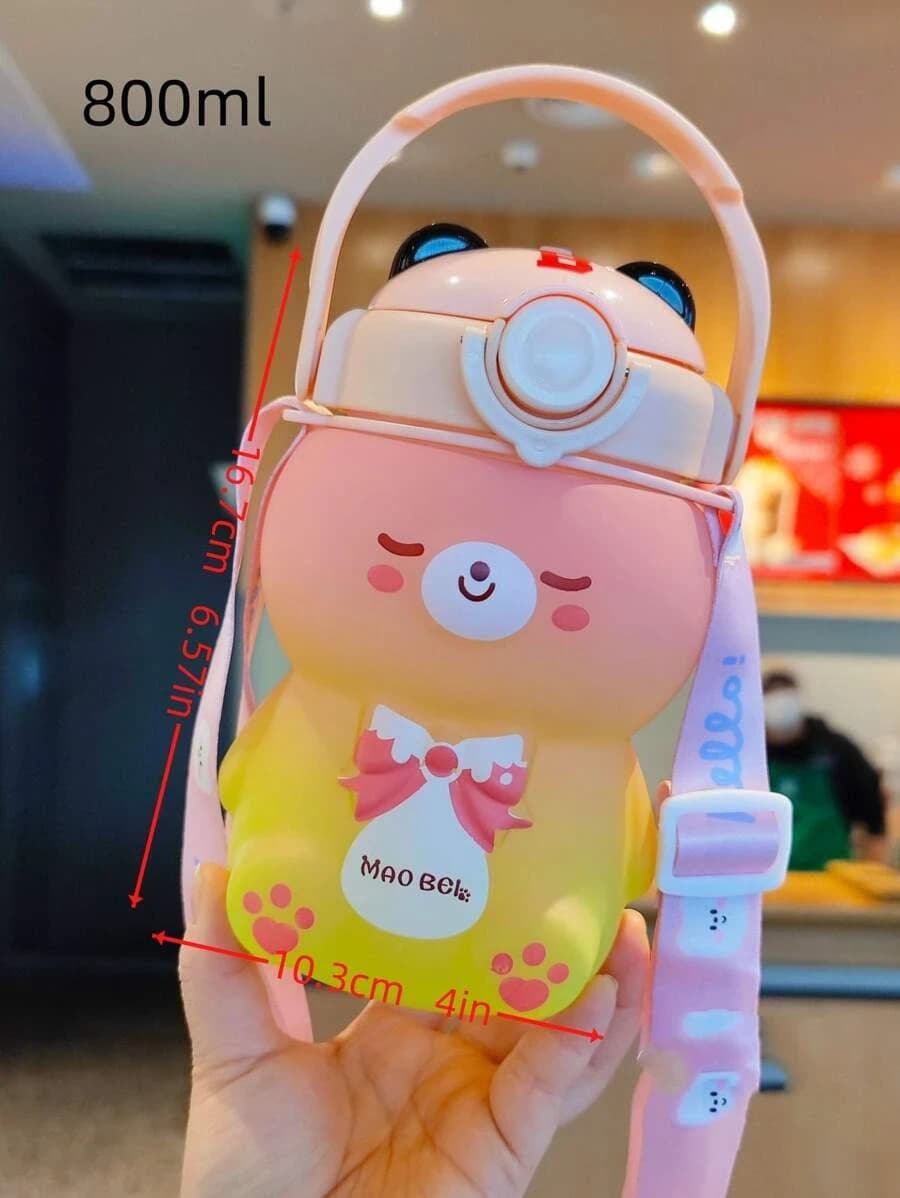 ขวดน้ำ พลาสติก น้ำ ออกแบบ หมี พกพาได้ สำหรับ บ้าน 1 ชิ้น  oo-237